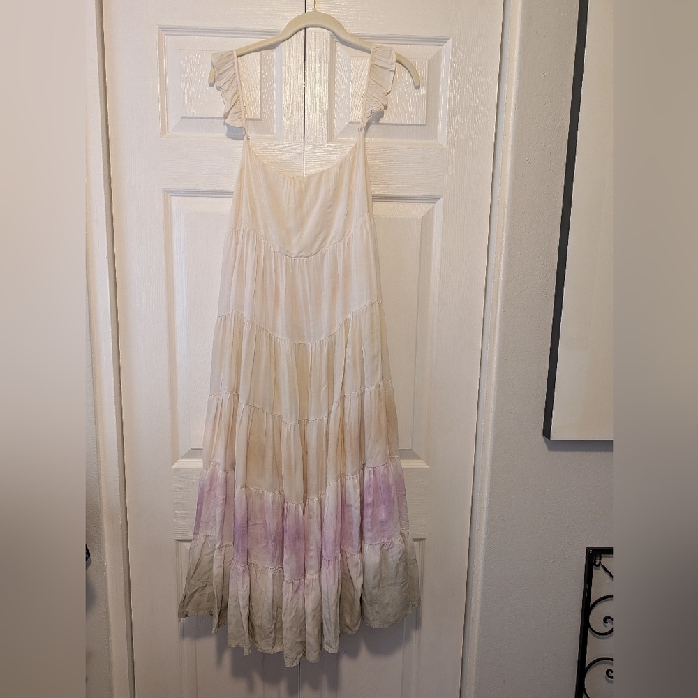 Storia Cream and Purple Tiered Dress